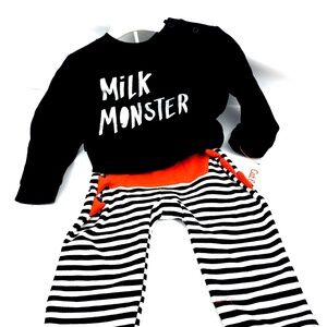 Baby Matching Outfit Size 12m Milk Monster Halloween 2pc Top Pants Boys Snap